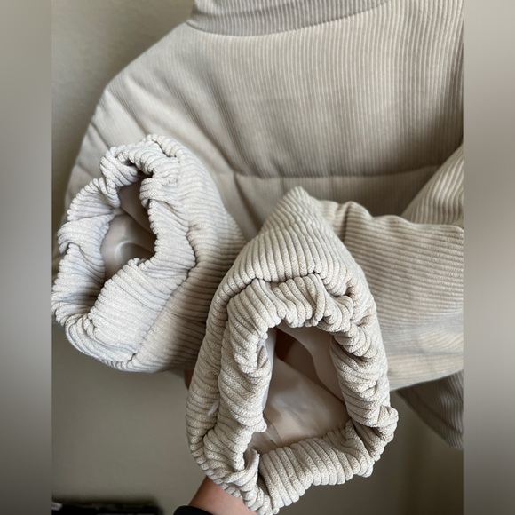 Cream Corduroy Puffer Jacket Drop Shoulder - Picture 8 of 15